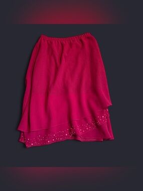Amanda Smith Magenta Layered Asymmetrical mini/midi Skirt